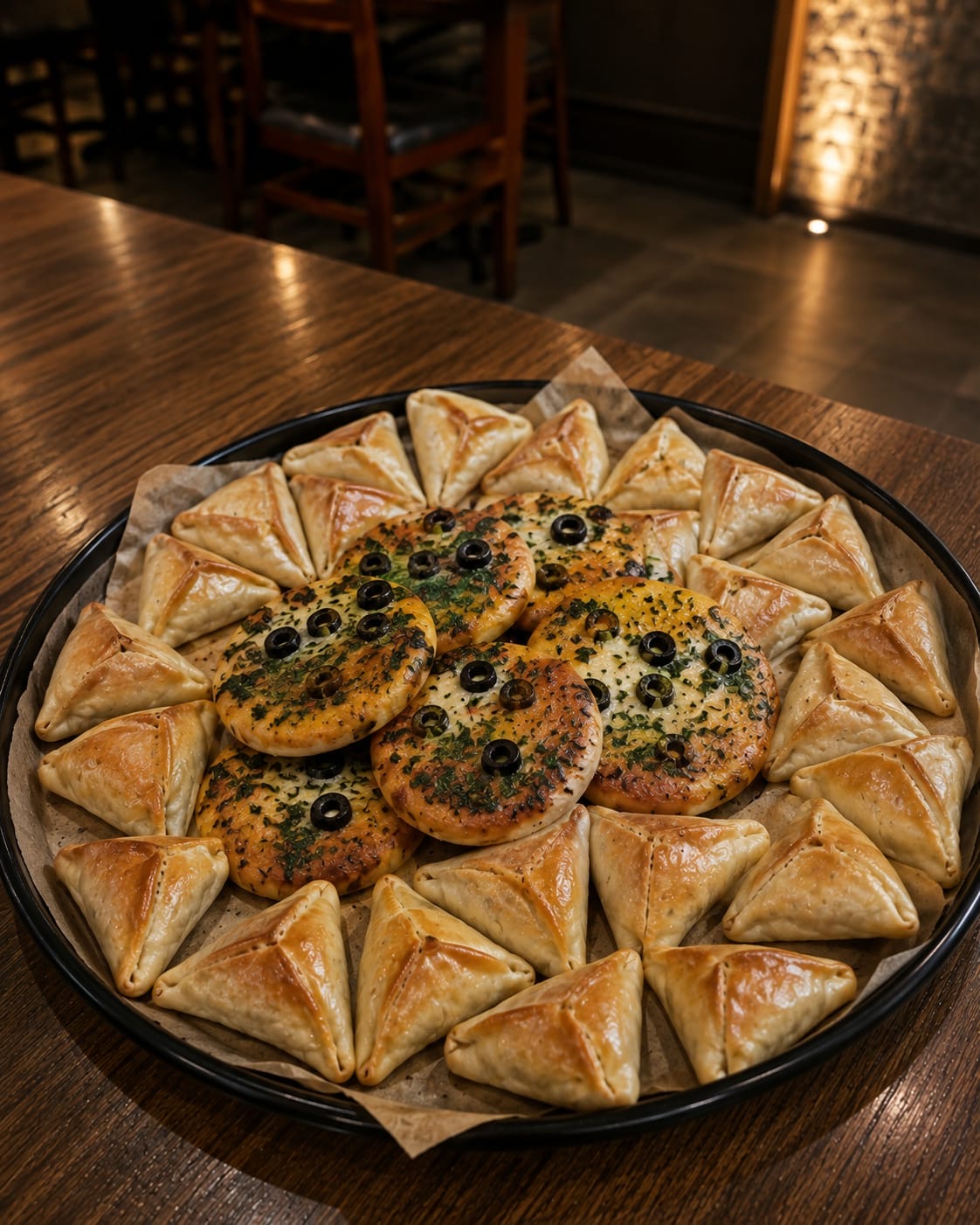 An assortment of baked fatayer